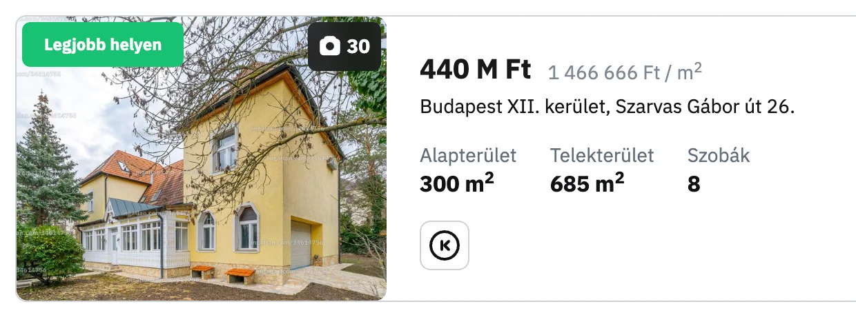 Budapest XII. kerület, Szarvas Gábor út 26.
